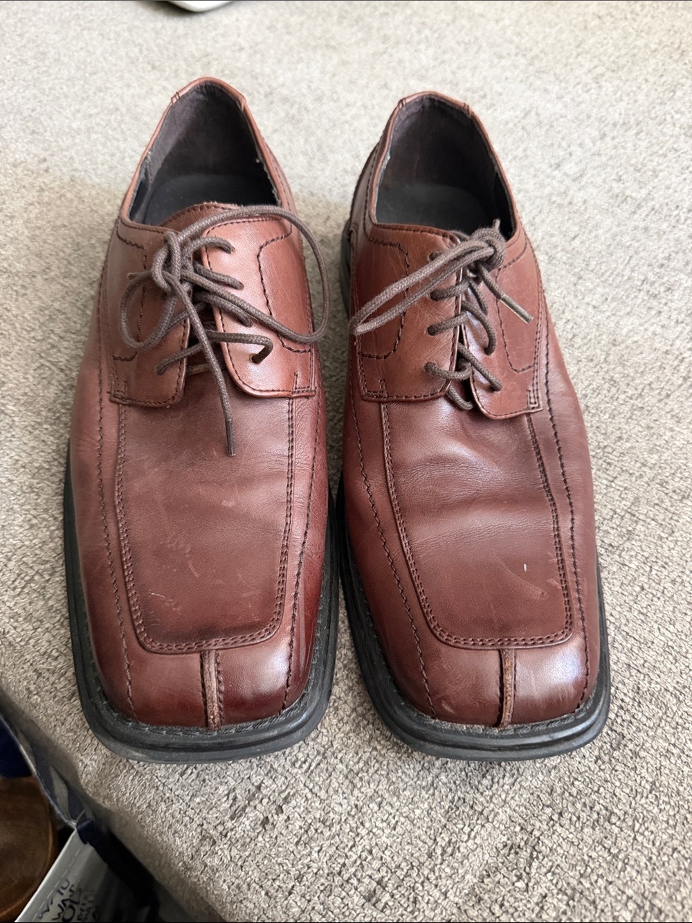 Axcess Men's Brown Leather Lace-Up Derby Oxfords